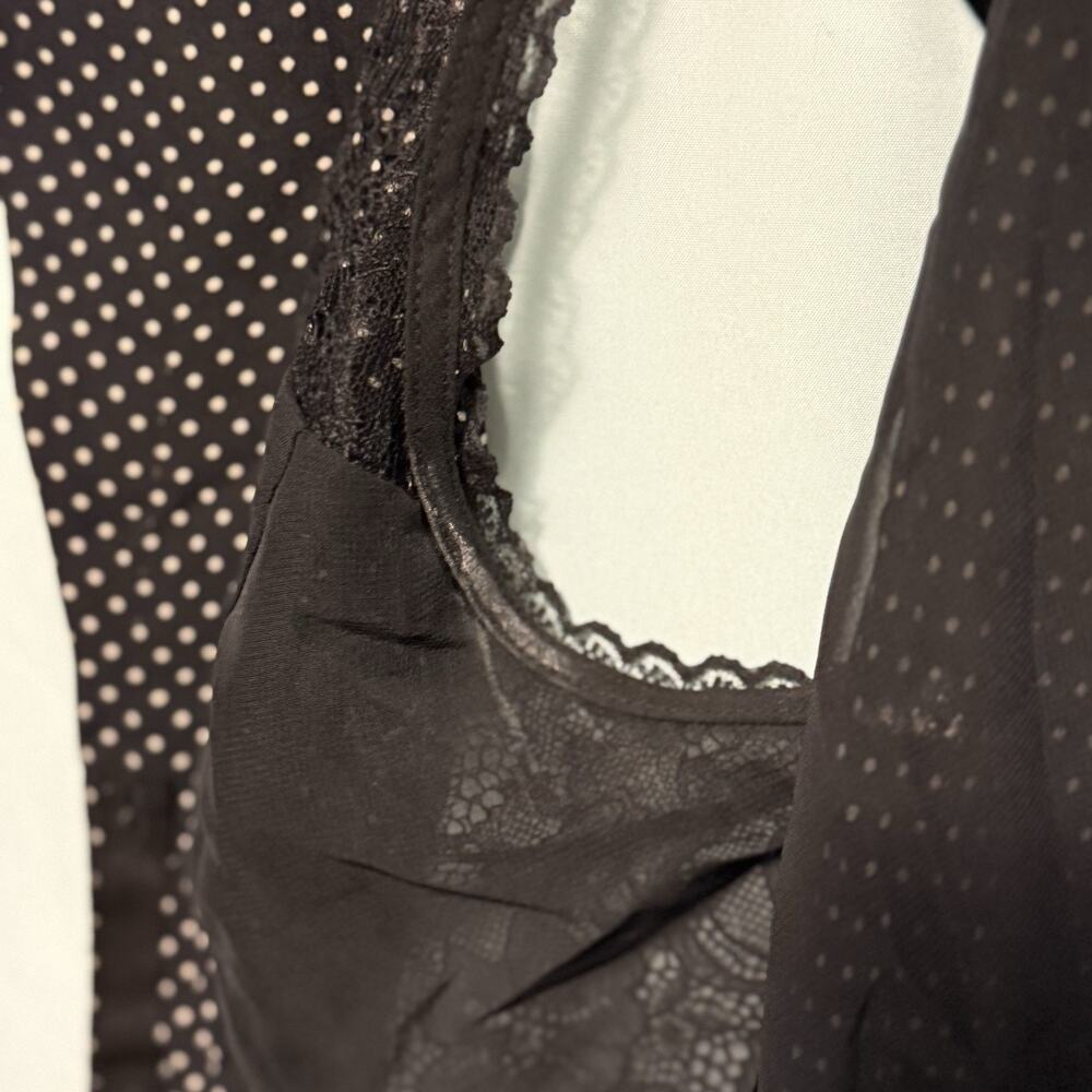 VTG Bebe Y2K Black 100% SILK Sheer Polka Dot Women Top SIZE SMALL Lacie Whimsy - Picture 13 of 16